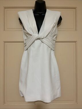 Zara White Twist-Knot Mini Dress